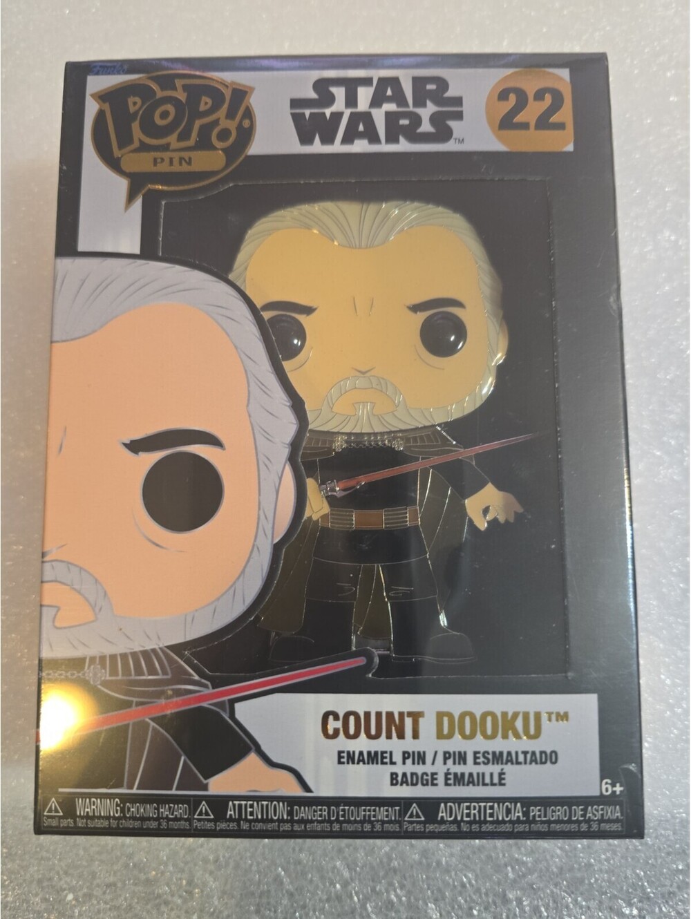 FUNKO POP! ( Pin ) - Star Wars - Count Dooku  #22 -  Enamel Pin - Vaulted NIB